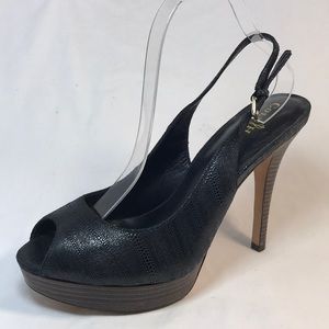 COLE HAAN women peep toe shoe black Sz. 9.5 NEW